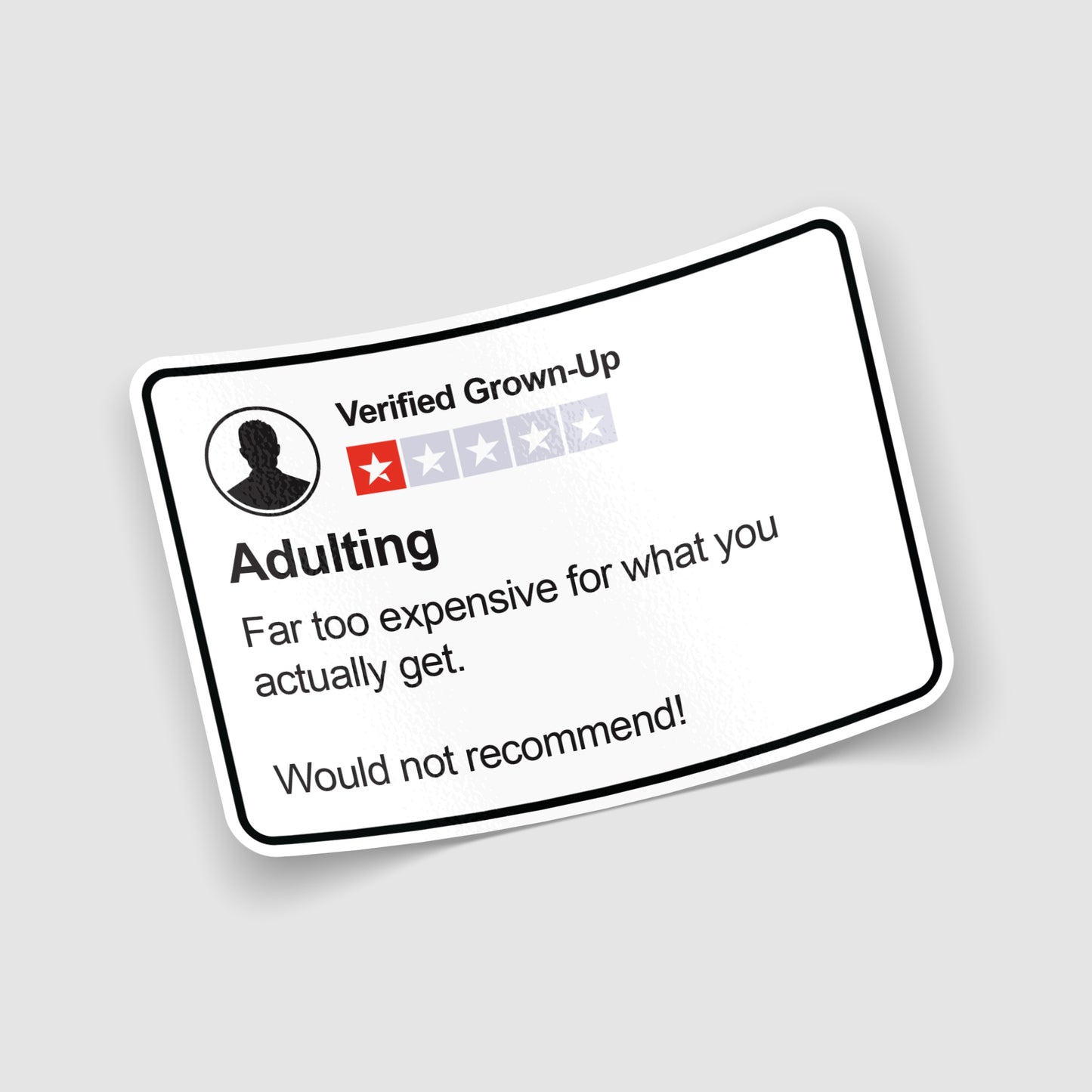 Adulting Review Sticker