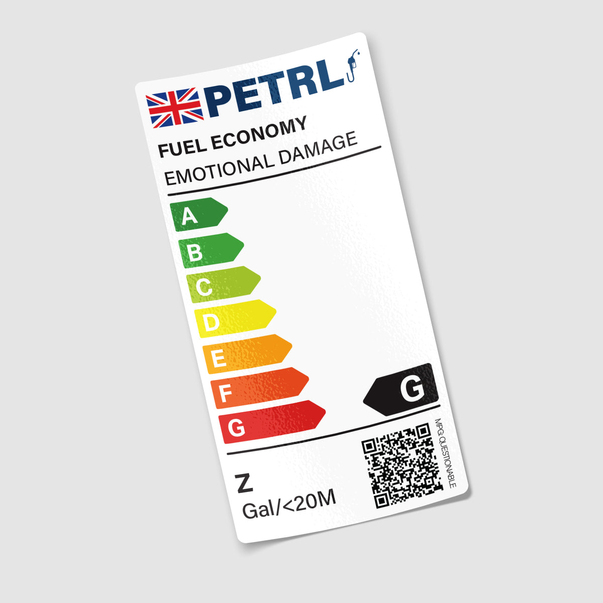 Fuel Economy Rating Funny Car Sticker
