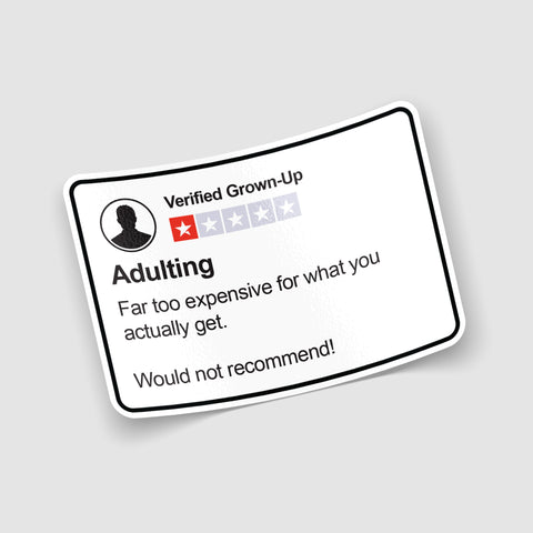 Adulting Review Sticker
