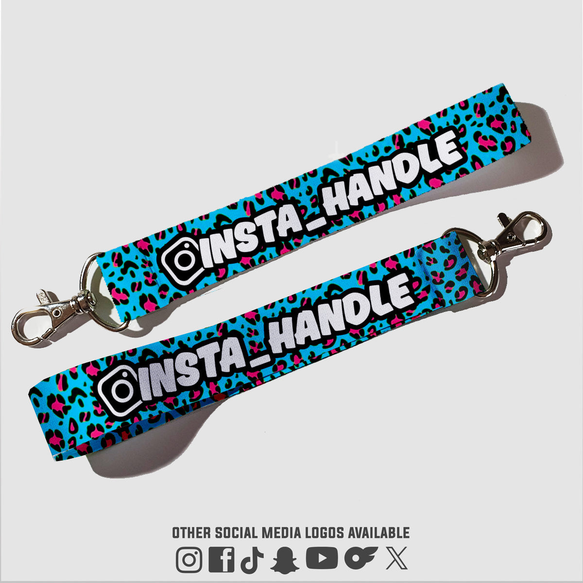 Custom Keytag - Leopard Blue Pink Black