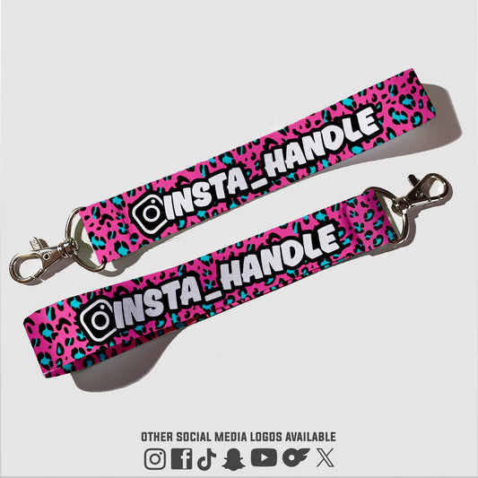 Custom Keytag - Leopard Pink Blue Black