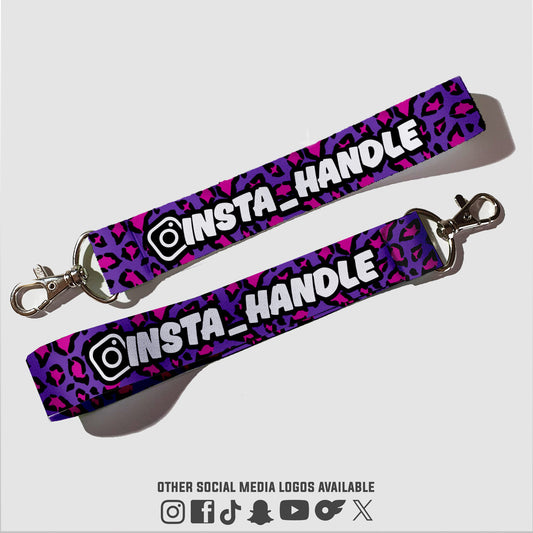 Custom Keytag - Leopard Purple Pink Black