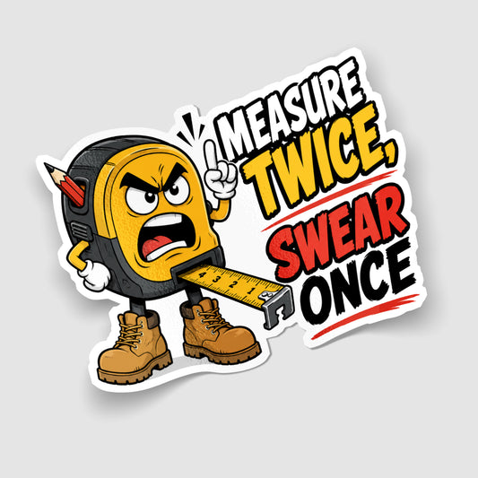 Measure Twice, Swear Once Funny Tradie Sticker