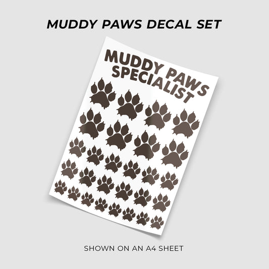 Muddy Paws Vinyl Decal Sticker Set