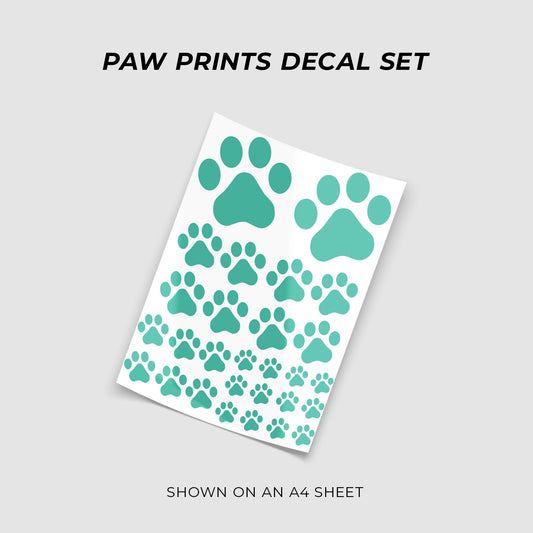 Paw Print Vinyl Decal Sticker Set