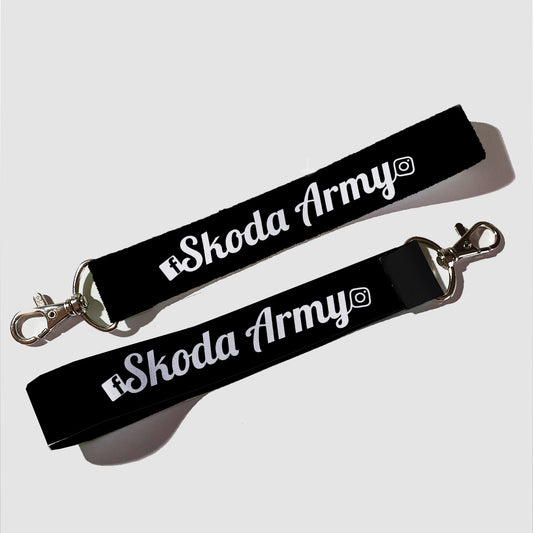 Skoda Army Script Logo Black Keytag