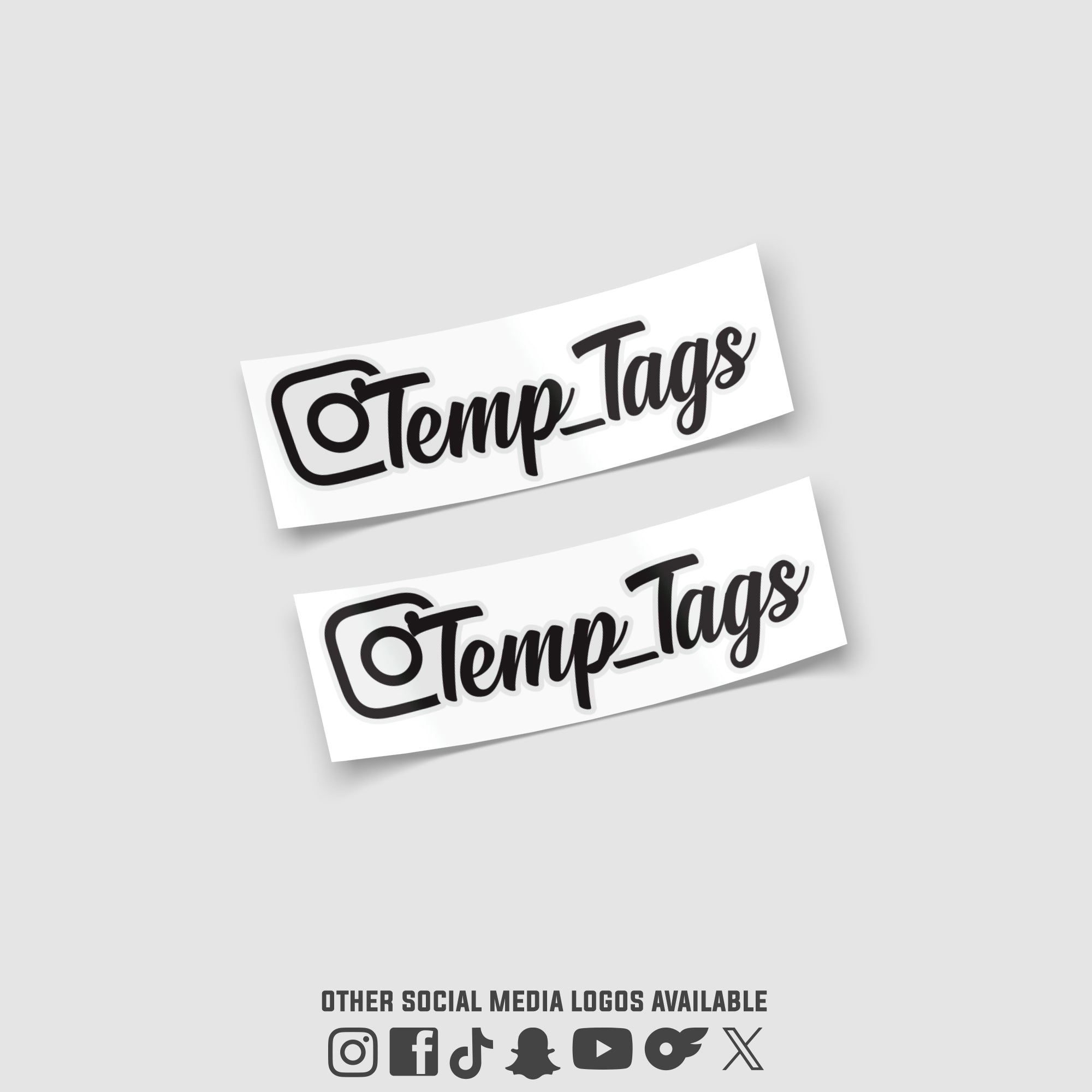Social Media Temp Tags – Signature Script | Custom Car Stickers